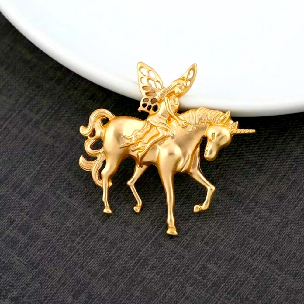 Fanciful Fairy Unicorn pendant brooch Sprite pixie elf Imp faerie faery Pegasus